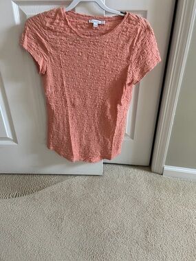 Chico's Textured Short Sleeve Tee in Peach.